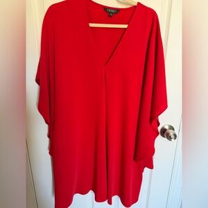 Ralph Lauren Bright Red V-Neck Flowing Dress